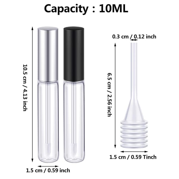 Lipglossrør Tom Lipglossbeholder Klar Sølv Sort 20 Stk. 10 ml Silver Black