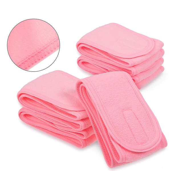 4 st hårband för sminkning, justerbart hårsyddsskydd pink