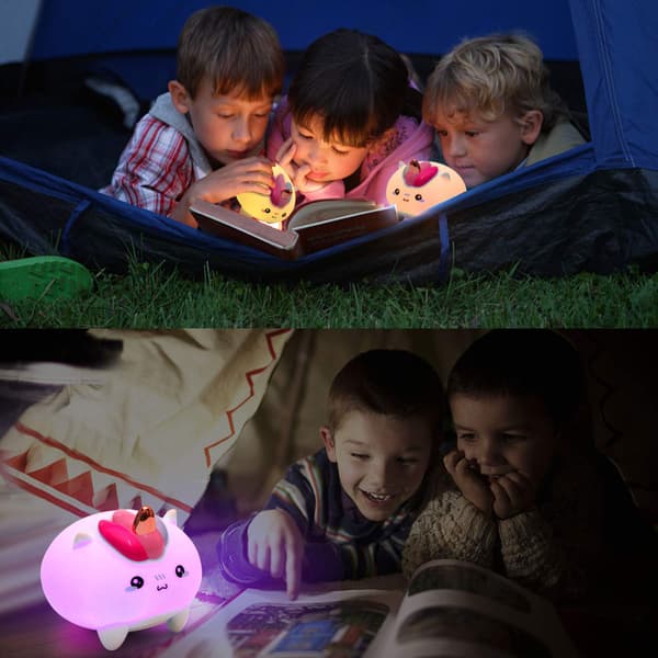 Enhjørning nattlys, USB oppladbart babynattlys, nattbordslampe