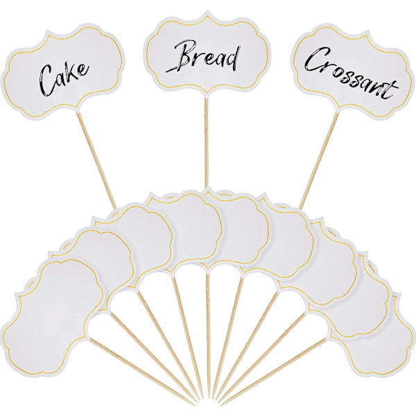 50 st Charcuterie Board Buffé Etiketter Mat Etiketter Tomma Tandpetare Flaggor Aptitretare Skyltar (vit)