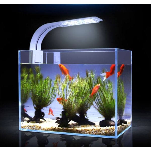 Fish Tank Light LED Clip Light Fish Tank Light LED Light White and Blue Nano Clip Lighting, används för fiskväxter 23-50 cm 1 st.