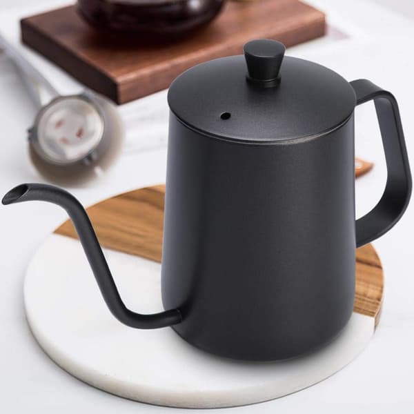 Drypkaffekande, rustfrit stål lang smal tud til hjemmebrygning (350 ml)