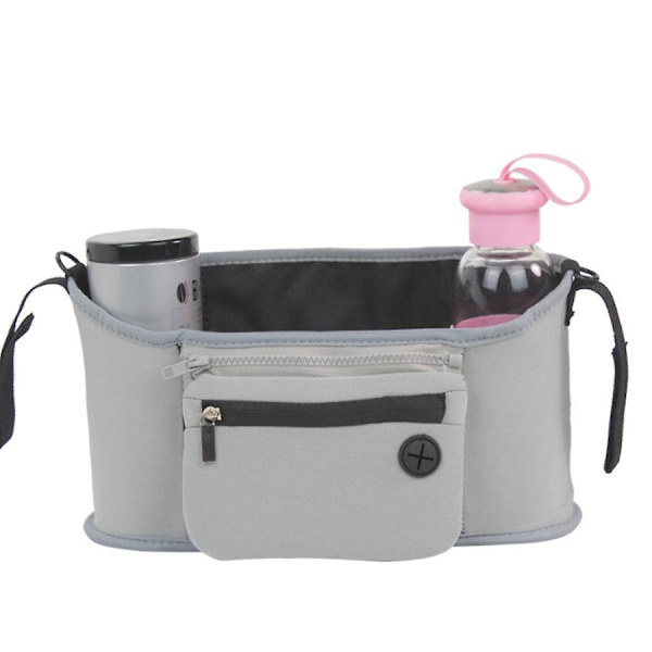 Barnvagnsväska Buggy Organizer Multifunktionell Universell Babyvagn Förvaringsvagn Handväska Behållare Förvaringsväska (Grå) grey