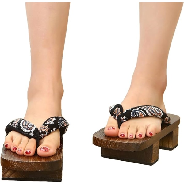 Scenprestanda för män Geta japanska trätofflor Träskor Flip Flops Sandaler Skor（40 fot stil 3） color 1 38-40