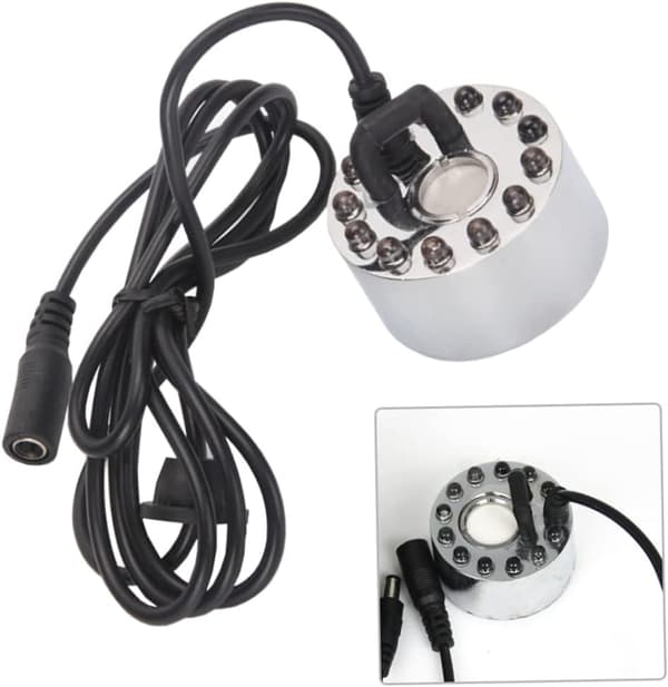 Färgförändrande 12 LED Mist Maker Fogger Vattenfontän Damm Dimma Atomizer Luftfuktare