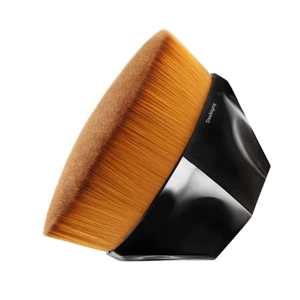 Foundation Makeup Brush Flat Head Kabuki Hexagonal Face Blush Liquid Foundation Brush for Blending Liquid with Protective Case (Black)