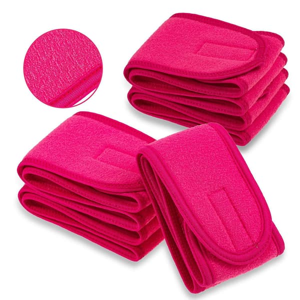 4 st hårband för sminkning, justerbart hårsyddsskydd pink