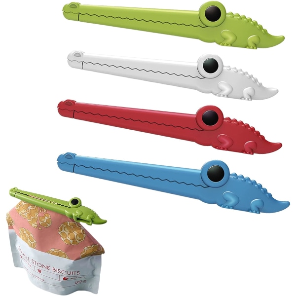 Plastförsegling Clips Pack om 4 100% Lufttät Krokodil Look för Halloween Godis Snacks Havregryn