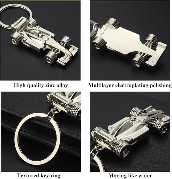 3D miniatyr racingmodell solid bilnøkkelanheng En flott gave til menn og kvinner, sølv