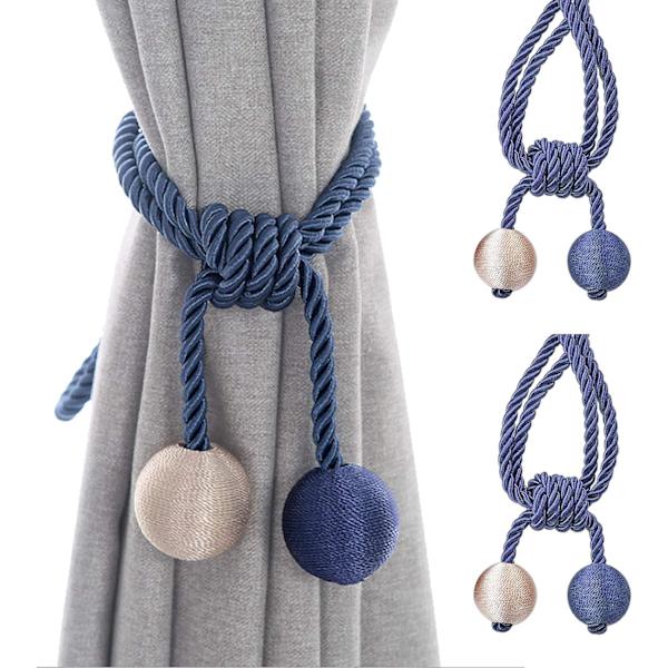 2-pack gardinbindningar i rep, gardinbindningar i rep för gardiner, vardagsrum Navy blue