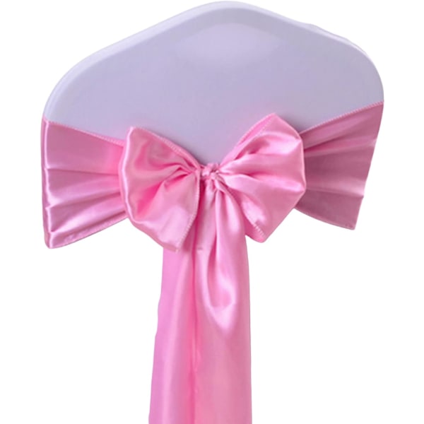 Stretch Satin Bow Chair Belt Chair Back Bow Ribbon Dekorativa Tillbehör (Rosa) 6 st Pink