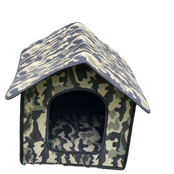 2-i-1 husdjurshus och kennel, avtagbar och vattentät, lämplig för katt- och hundkojor, kamouflagefärg, 38 * 35 * 38