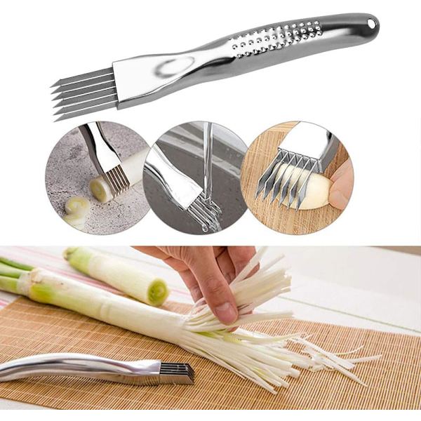 2PCS Böjd handtagsdesign, mat snabbhackare gräslökskärare köksverktyg