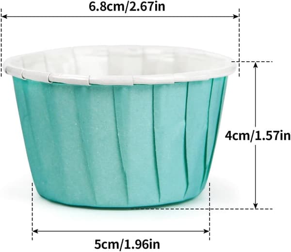 Pakke med 50 papir-muffinsforme, mini-cupcakeforme til bryllupper, fødselsdage (mintgrøn)