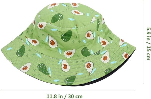 Solhattar för kvinnor Bucket Hat Print Bred Brätte Vändbara Fiskehattar（grön）