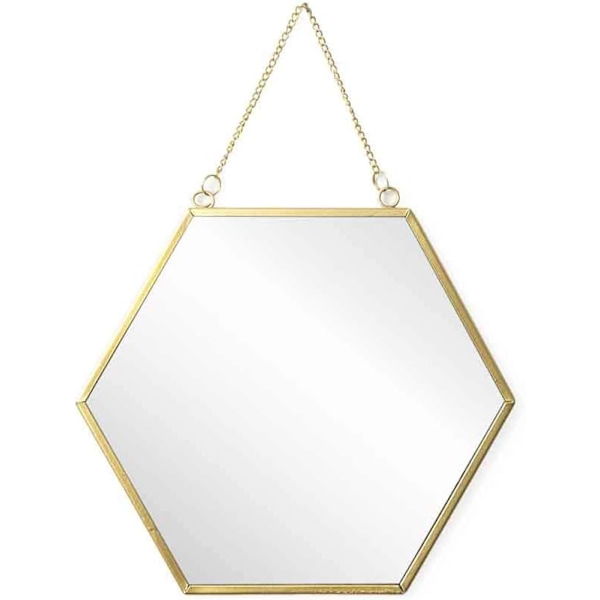 Spegel Rund Vägg dekorativ väggspegel, metall, nordisk, för badrum eller hall, guld färg, 34x40x1 cm.