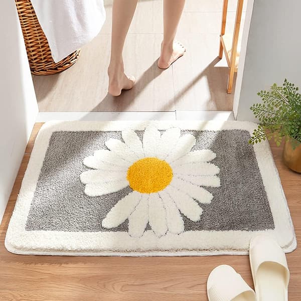 Badeværelse skridsikkert tæppe Daisy Superblød indgangspolstret måtte (grå, 40x60 cm) grey