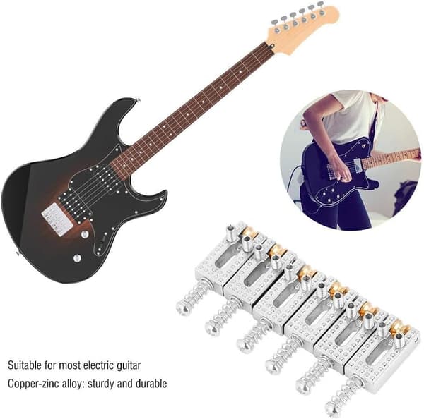 6 st gitarrstallar elektrisk gitarr rullbro stall tremolo stallar för 6 strängar Tele elektrisk gitarr（silver） silver