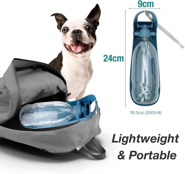 Hundevannflaske, 550 ml bærbar vanndispenser for hunder og katter
