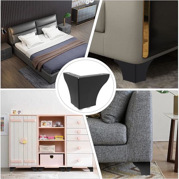 4 st möbelben i metall, 10 cm höga soffben, moderna triangulära möbelfötter DIY-ersättning