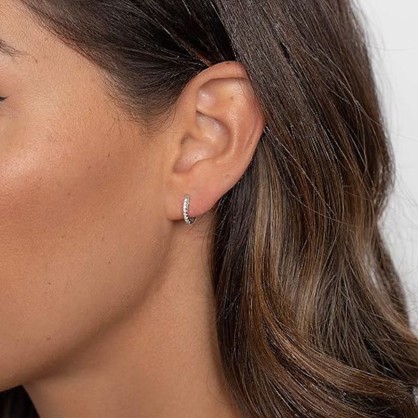 14K Guldpläterade Cubic Zirconia Cuff Örhängen Huggie Stud
