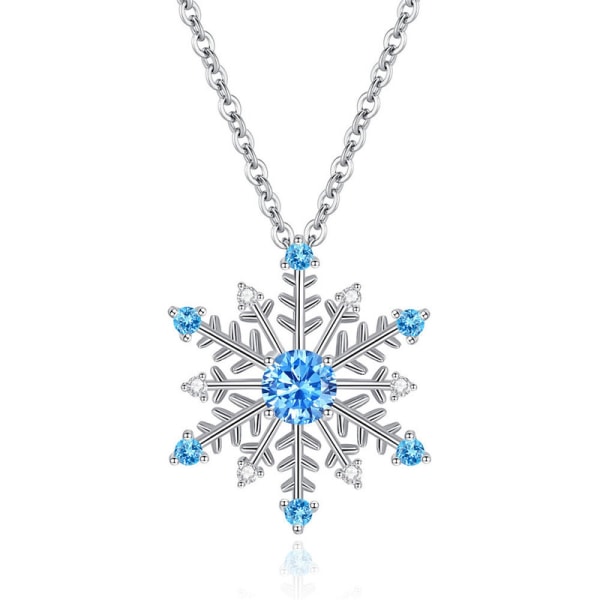 1 st Snowflake halsband blått hänge dam kedja smycken present