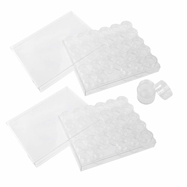 Akrylbehållare 30 små runda transparenta pärlförvaringsburkar 2-pack