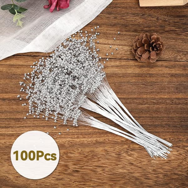 100 stk. perlestave brudebryllupskorsage brudepiger perlestave bryllupsperleblomsterspray (sølv) silver