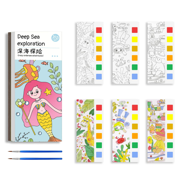 Barns set, bokmärke tomt akvarellpapper (Deep Sea Adventure)
