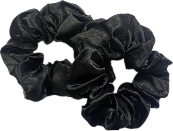 Dame Satin Silke Elastisk Hårbånd Hestehale Pandebånd (Sort) 2 Stykker