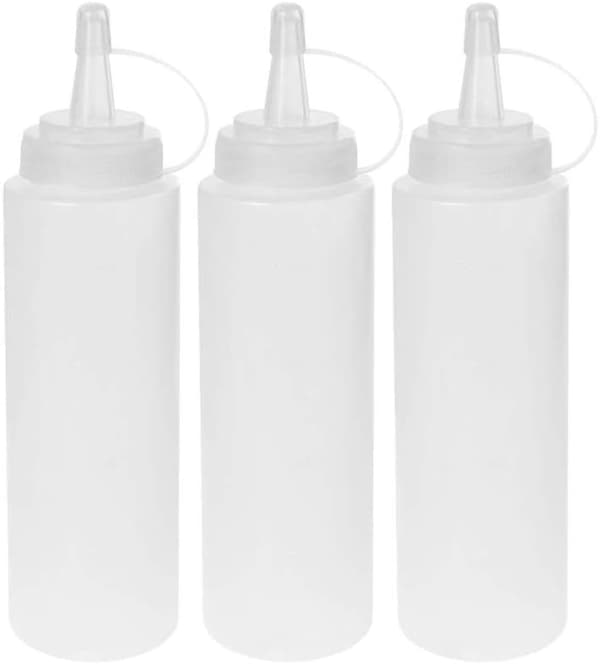 3 stk. 16,6 oz krydderidispensere 500 ml til krydderier mayonnaise sennep chilisauce, hvid 500ml
