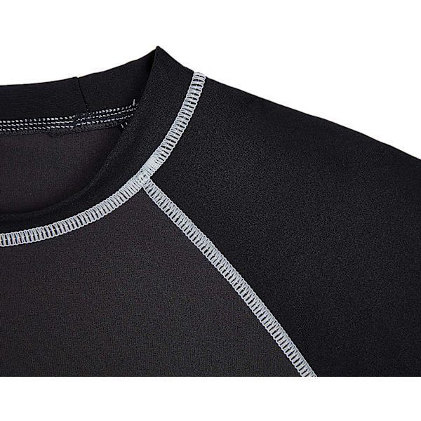 Herr kortärmad snabb torkande badtopp surf UV solskydd baddräkt (gråsvart)L Grayblack l