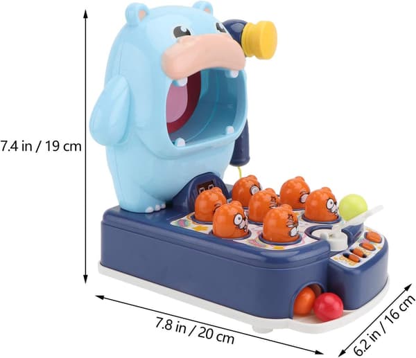 Cartoon whack-a-mole leksak 1 st (whack-a-mole flodhäst)+5 bollar color 2