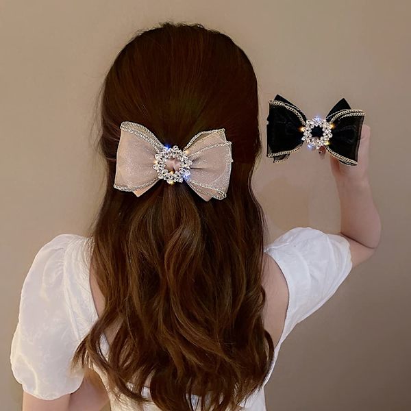 Kvinnors Mesh Rhinestone Bow Hårclips Hårtillbehör (3 stilar) 3 stycken