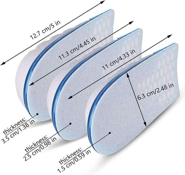 1 par silikone usynlig elastisk stødabsorberende booster indlægssål (2,5 cm) 2.5cm