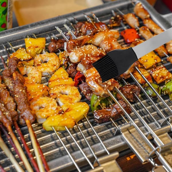 4-delt grilltilbehør, grilludstyrssæt til camping, campingtilbehør, professionelt grillværktøj