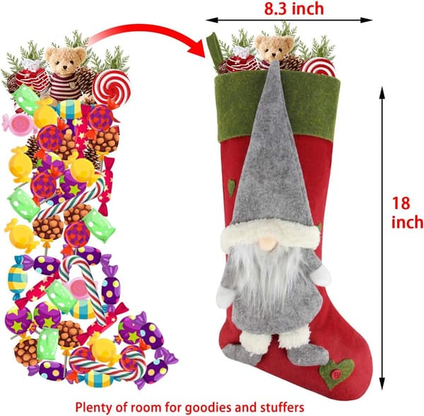 Sæt med 3 julestrømper 45 cm med søde 3D plys svenske nisse julestrømper