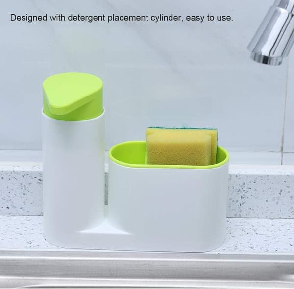 Monobloc vaskearrangør med sæbedispenser, vaskemiddeldispenser 17,5 × 6 × 16,5 cm, (grøn) green