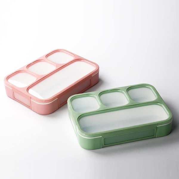 Lunchbox för barn med 4 fack, läckagesäker barnkammare Bento Box 1000 ml Hållbar lunchlåda pink