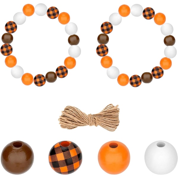 200 stycken 16 mm Halloween Thanksgiving träpärlor, rustika fallande träpärlor
