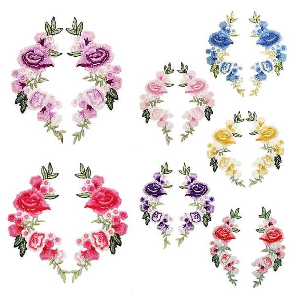 Vattenlösliga färgglada blommor kläder broderi lappar DIY lappar (gul) 1 par yellow