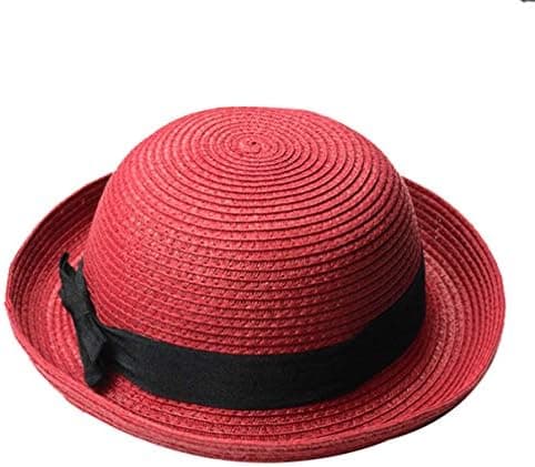 Melonhat, sommerstråhat til kvinder, sommerhat, solhat, havehat (56-58 cm, rød) Red