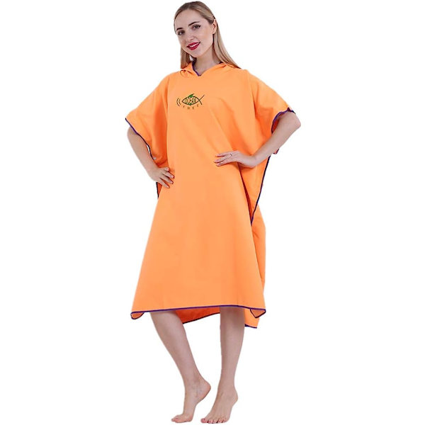 Unisex Badrock Poncho Strandhandduk Mikrofiber Snabbtorkande Badrock Poncho med Huva Badhandduk（orange） orange