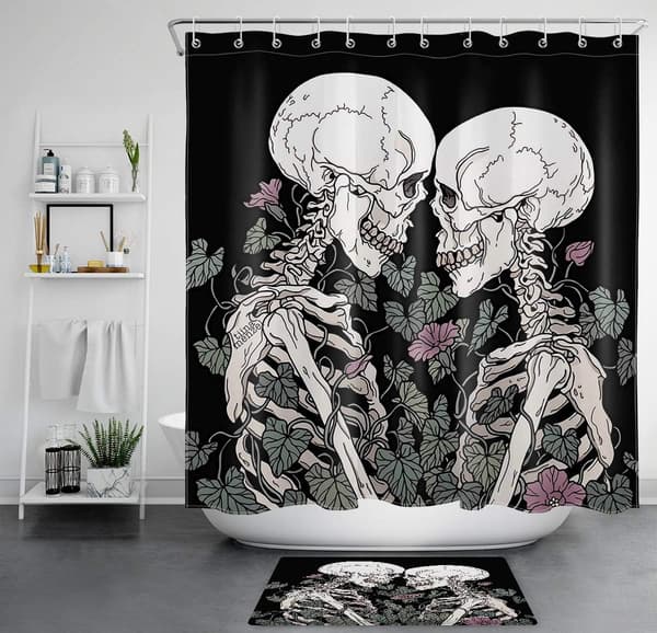 Baderomsdusjforhengteppe, dusjforheng 180*180cm, teppe 80*50cm