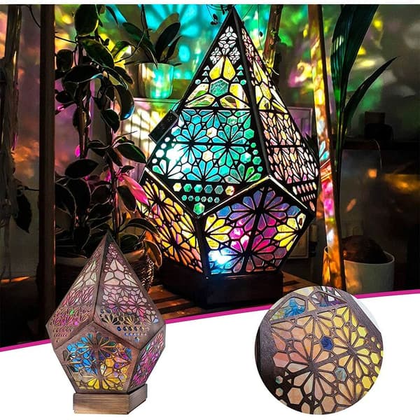 Diamantlys, Boho hule farvede lys, smarte knaplys, farverige, til indretning