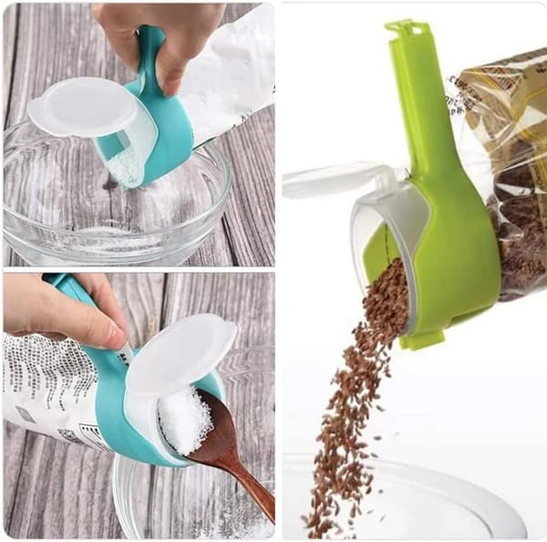 Pakke med 4 forseglingsklemmer, poseklemme med helletut, plastposeklemmer, kaffeoppbevaring