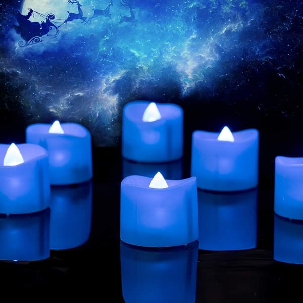 24 varmhvite LED-telys og 24 blå LED-telys, langvarige