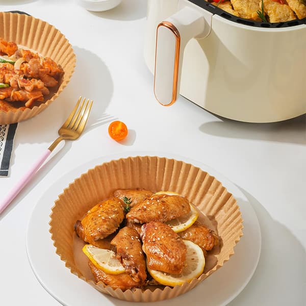 Airfryer-foder, 50 st engångsunderlägg i papper för airfryer - Rund non-stick pergamentpapper