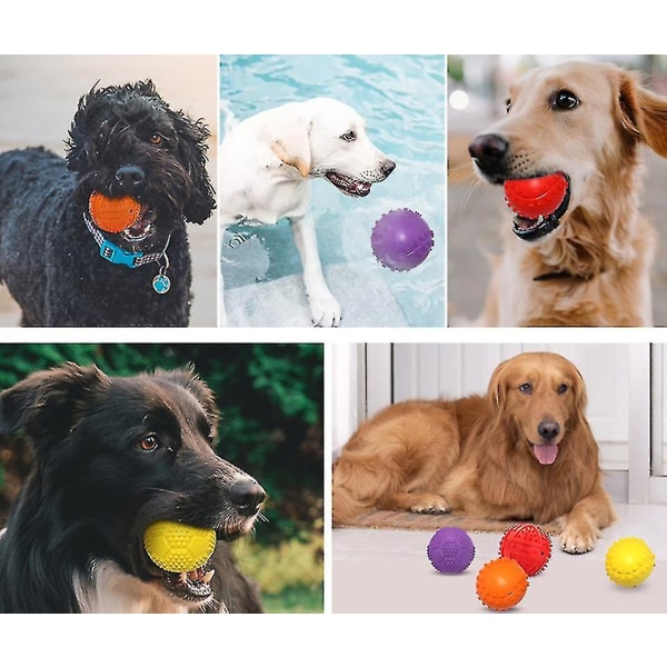 Pet gummi tuggboll hund bitsäker tandrengöringsboll (tennisform) 4 st