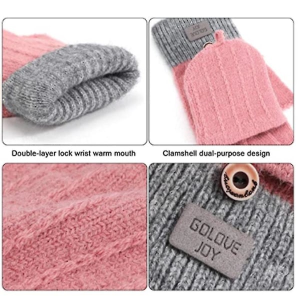 Vinter Touch Screen Stickade Varma Handskar，Elastiska Varma Fleece Anti-halk Handskar, Grå grey